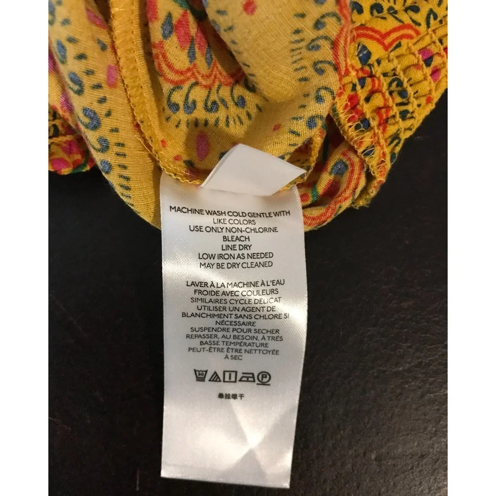 Anthropologie Maeve Marzia Wrap Blouse Small Yellow Medallion Boho Top